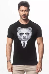 CAMISETA PRETA BEAR OCKY ÓCULOS DE SOL