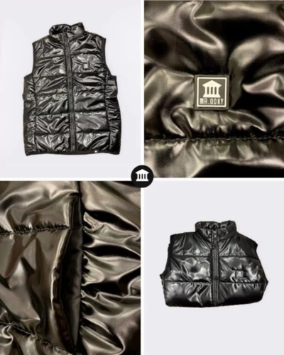 COLETE PUFFER FEMININO PRETO BRILHO PRETO EXG