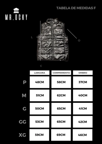 COLETE PUFFER FEMININO PRETO BRILHO PRETO EXG