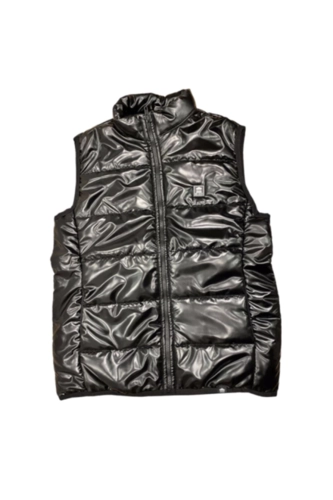COLETE PUFFER FEMININO PRETO BRILHO PRETO EXG