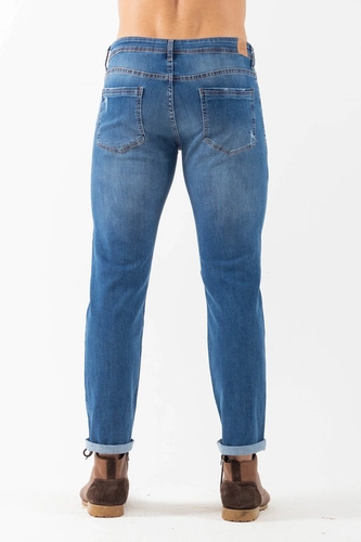 CALCA JEANS SLIM MASC DESTROYED AZUL CLARO AZUL