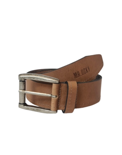 CINTO FIVELA OLD SILVER COURO MARROM P