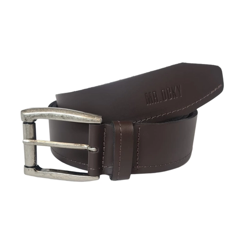 CINTO FIVELA OLD SILVER COURO MARROM P