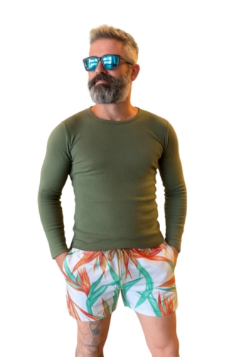 CAMISETA CANELADA MANGA LONGA GOLA REDONDA