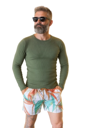 CAMISETA CANELADA MANGA LONGA GOLA REDONDA