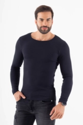CAMISETA CANELADA MANGA LONGA GOLA REDONDA