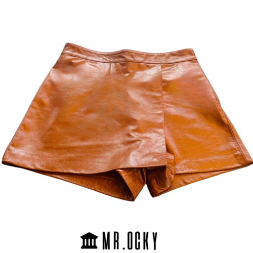 SHORT SAIA COURO LEGITIMO COURO MARROM 38