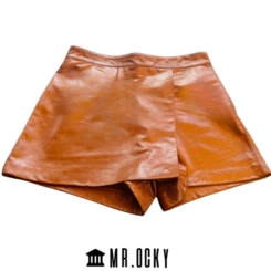 SHORT SAIA COURO LEGITIMO COURO MARROM 38