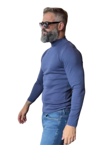 CAMISETA CANELADA GOLA ALTA MANGA LONGA