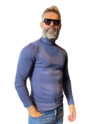 CAMISETA CANELADA GOLA ALTA MANGA LONGA