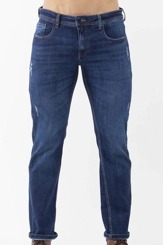 CALCA JEANS SLIM MASC DESTROYED AZUL ESCURO