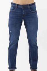 CALCA JEANS SLIM MASC DESTROYED AZUL ESCURO